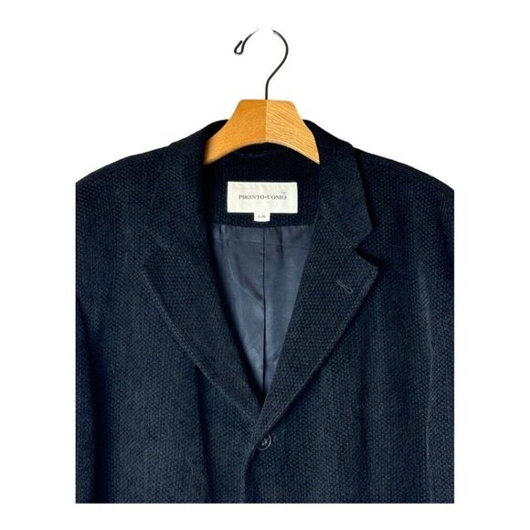 Pronto Uomo Blazer Men Large‎ Black Cotton Blend Single Breasted Three Button - Picture 3 of 12